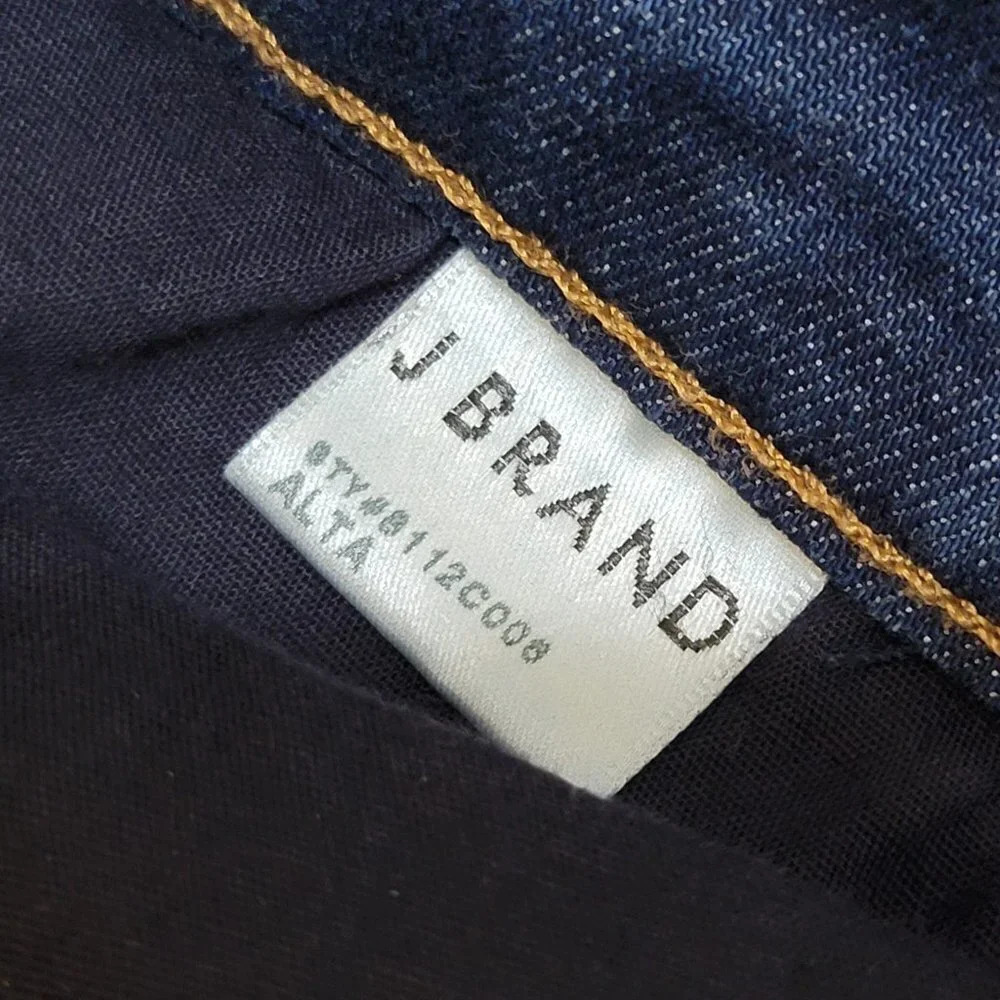 J Brand Dark Wash Distressed Alta Straight Leg Jeans Hi Rise Dark Wash Denim 28 - Picture 5 of 7